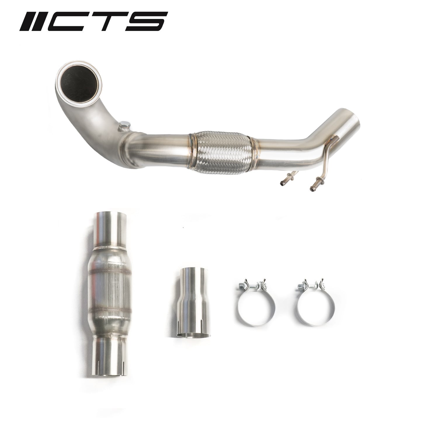 CTS Turbo MQB FWD Exhaust Downpipe with HIGH FLOW CAT (MK7/MK7.5 Golf, GTI, GLI, A3 FWD) — image 1