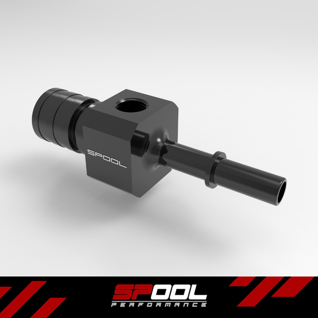 SPOOL 5/16 quick connect Male to Female Adapter with 1/8NPT port for fuel pressure sensor — image 1